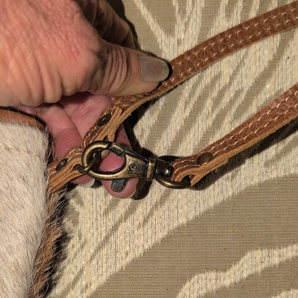 Myra Tan and Cream Cow Hair Wristlet Trimmed In Leather - Picture 6 of 10